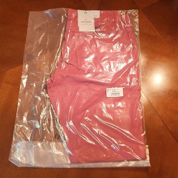 UNTUCKIT Straight Fit Mid Rise Stretch Casual Comfort Pants, 32" X 32", Red - Picture 8 of 8